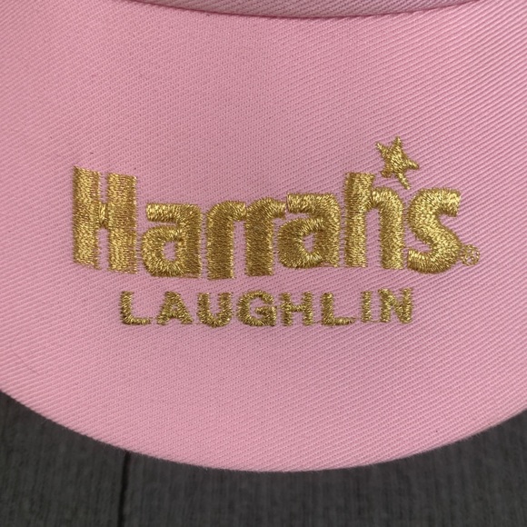 Harrah's Laughlin Visor Womens OS Pink Gold Embroidered Golf Tennis Cap - Picture 3 of 11